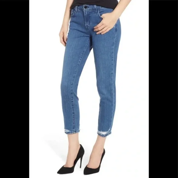J Brand Sadey Mid Rise Slim Straight Crop Jean - Picture 1 of 11